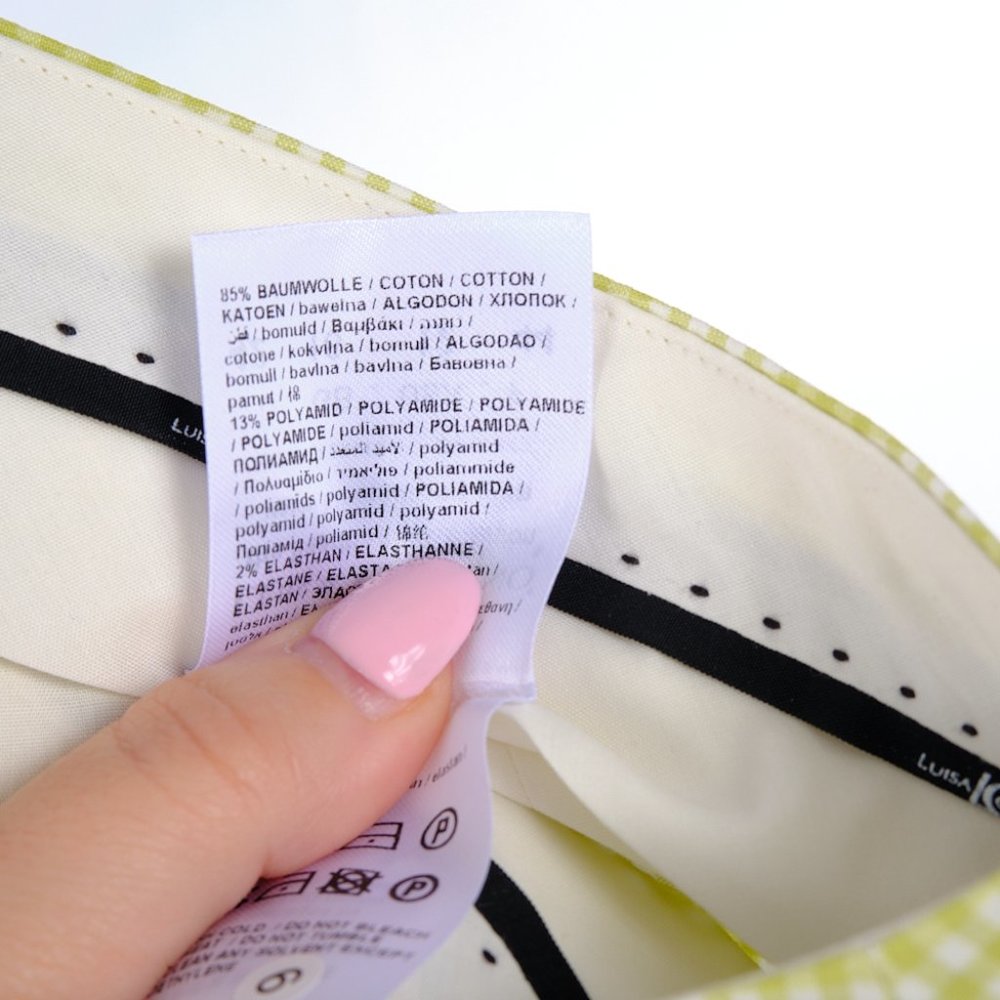 Luisa Cerano Lime Checkered Seersucker Crop Pants Size 12 - Picture 6 of 7